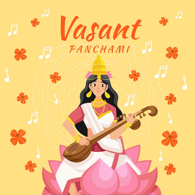 Flat vasant panchami illustration