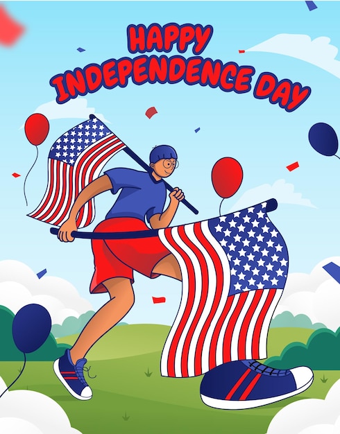 Vector flat vector 4th of july independence day illustration