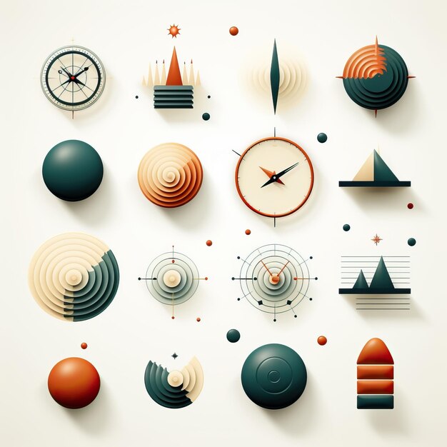 Flat Vector Abstract Photography Icons op witte achterkant