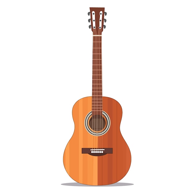 Flat vector acoustic guitar on white background