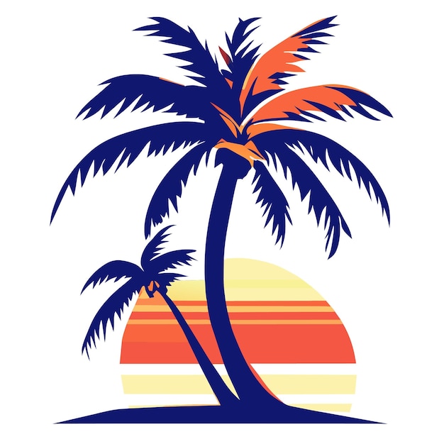 Flat vector art of a 2d vector isolated digital palm tree in highresolution