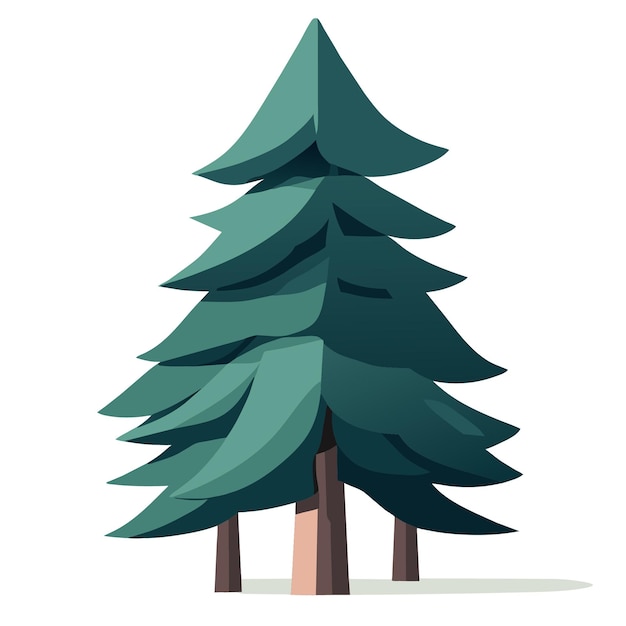 Vector flat vector art of an isolated digital pine tree