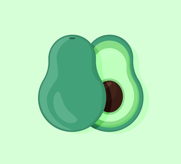 Flat vector avocado fruit isolated on color background