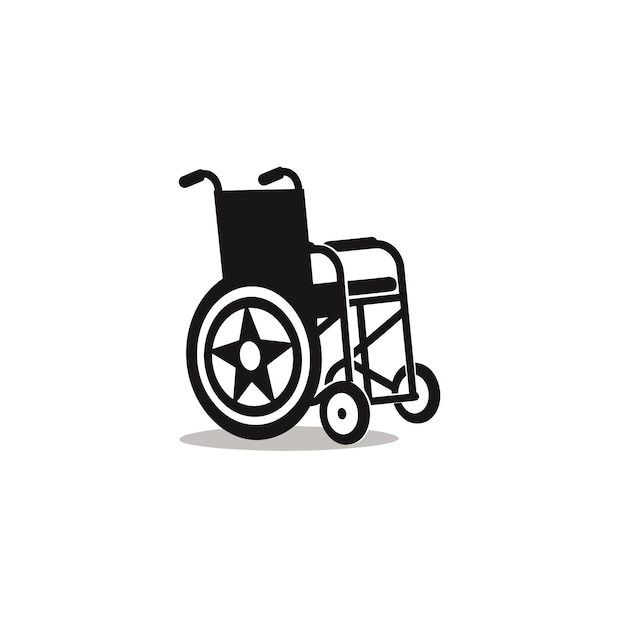 Плоский вектор черно-белой векторной иллюстрации инвалидной коляски