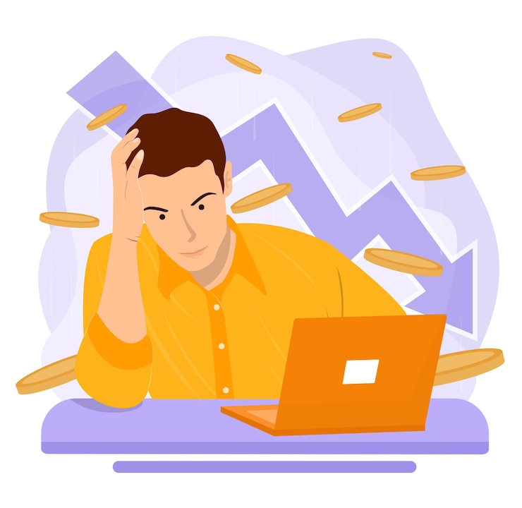 Vector flat vector business failure stress concept illustration