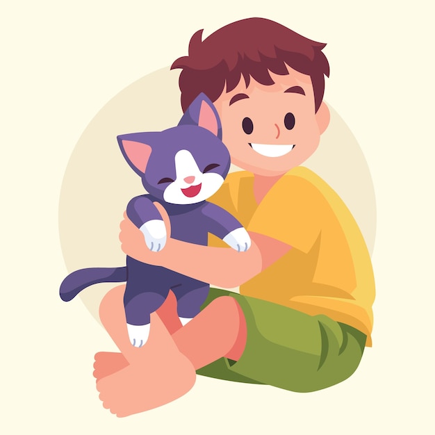 Иллюстрация Flat Vector Cat Lovers