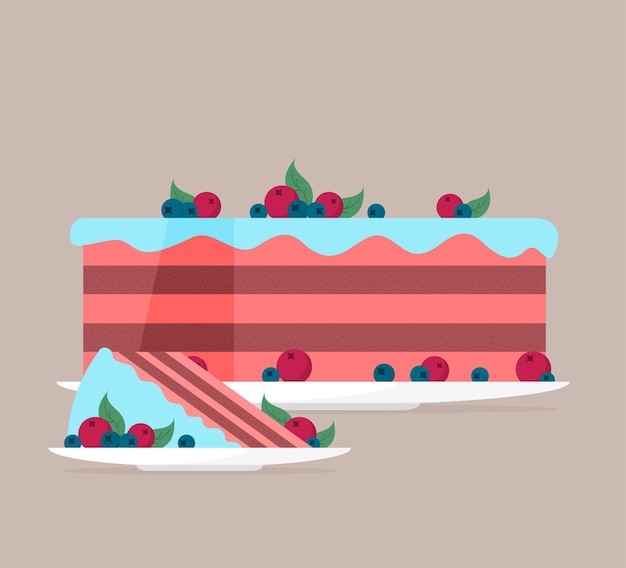 Vector flat vector cheesecake isolated on color background
