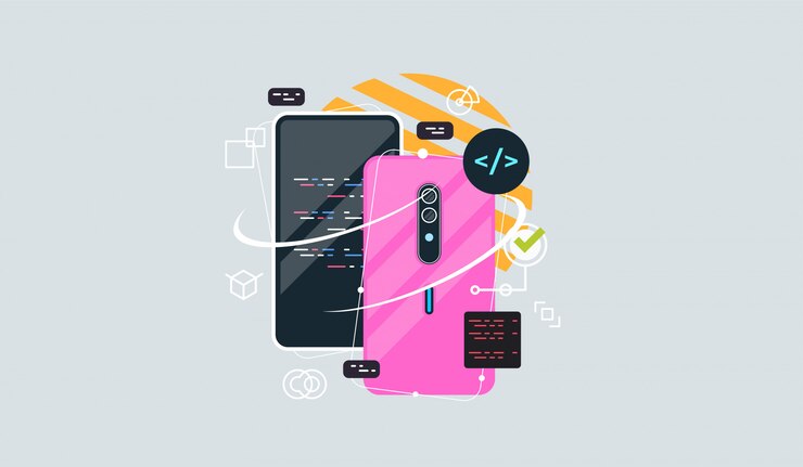 Vector flat vector concept illustration of smartphone usability.