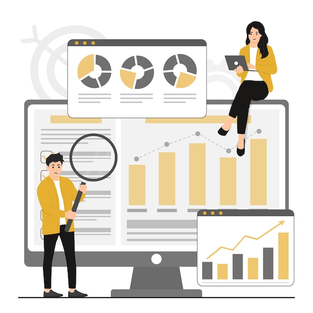 Flat vector data analysis concept illustration