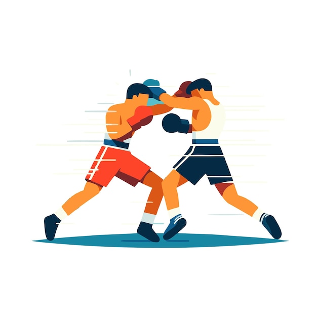 flat vector design of boxing athletes competing fiercely