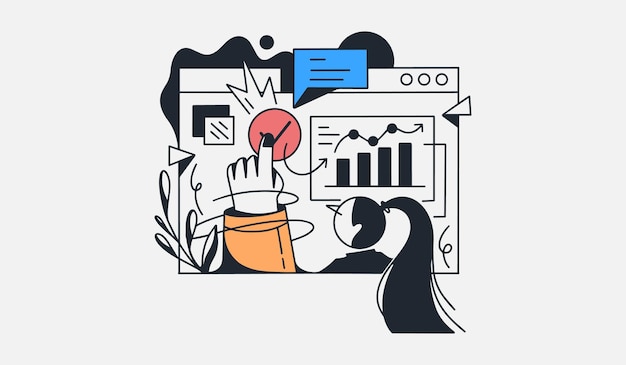 flat vector design statistical and data analysis for business finance investment concept flat vector illustration isolated on white background