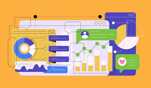 Vector flat vector design statistical and data analysis for business finance investment concept flat vector illustration