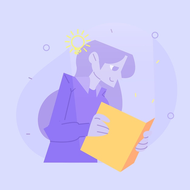 A Flat Vector Design of a Woman Engrossed in a Book on Women's Day