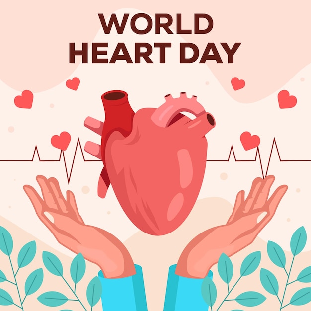 flat vector design world heart day illustration with heart_