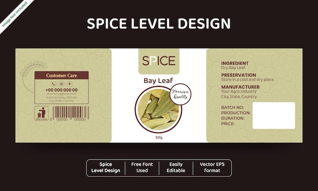 Flat vector dry bay leaf level design high angle of bay leaves spice design for spice or herbs brand