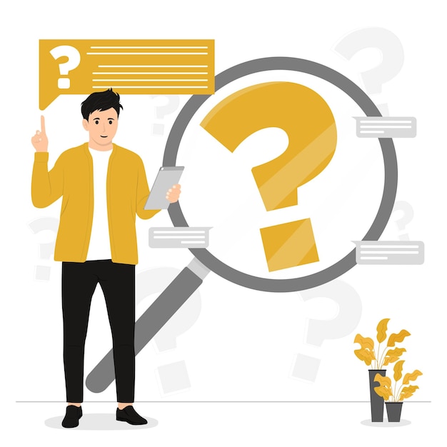 평면 터 FAQ 개념 일러스트레이션