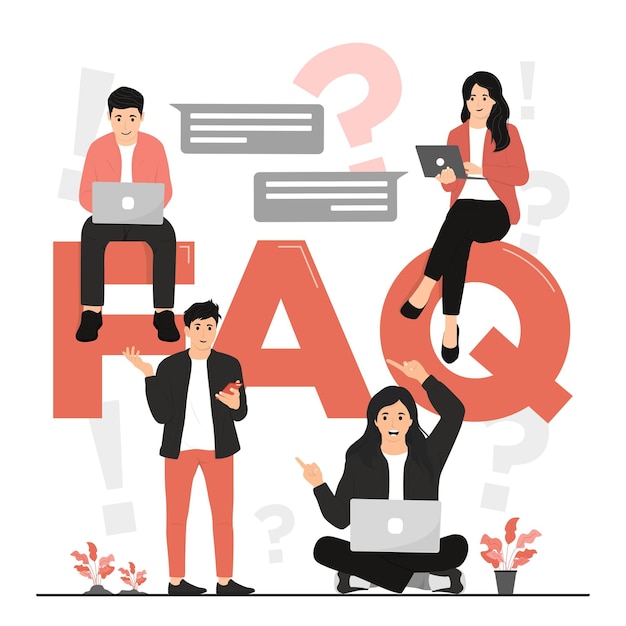 Flat vector faq faqs concept illustration