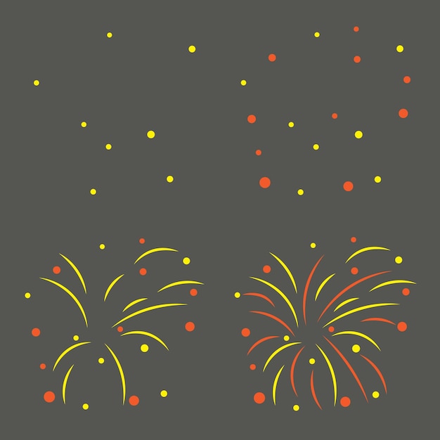 Flat vector firework explosions cartoon illustrations