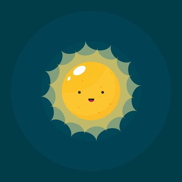 Flat vector funny cute sun with face