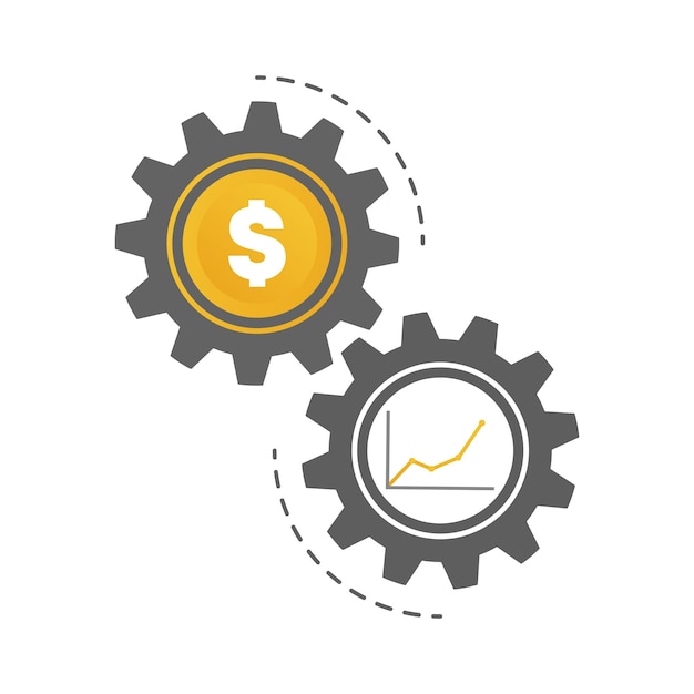 Flat vector of gear rotate for management business strategy