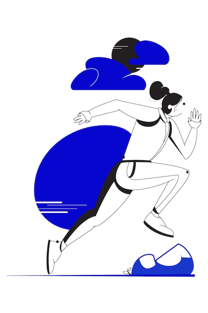 Flat vector of a Girl Running on the ground in a race