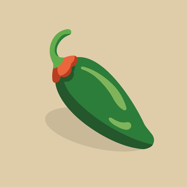 flat vector green jalapeno chili papper
