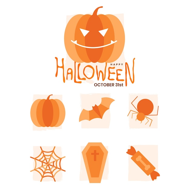 Flat vector of halloween elements