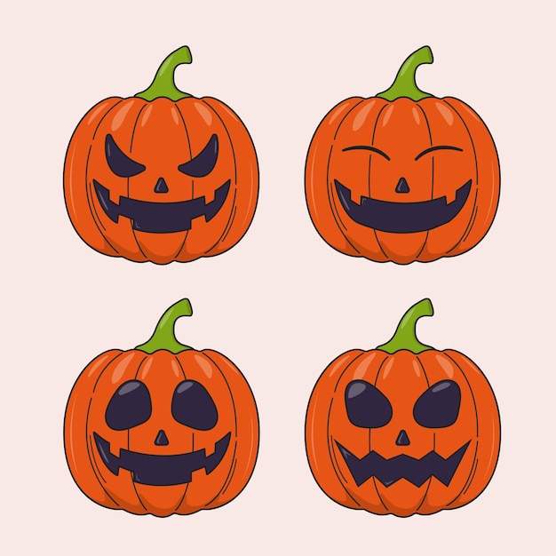 Flat vector Halloween Pumpkin Een gebeeldhouwde jackolantern icoon illustratie