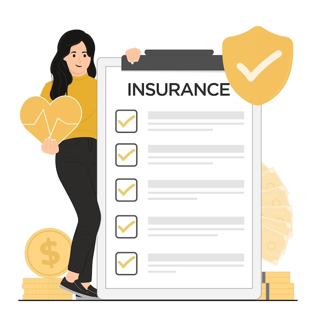 Vector flat vector health business property insurance concept illustration