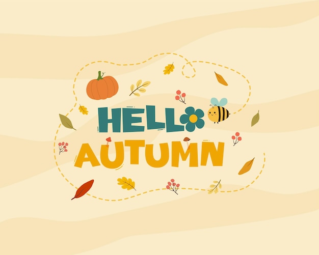 Flat vector hello autumn lettering