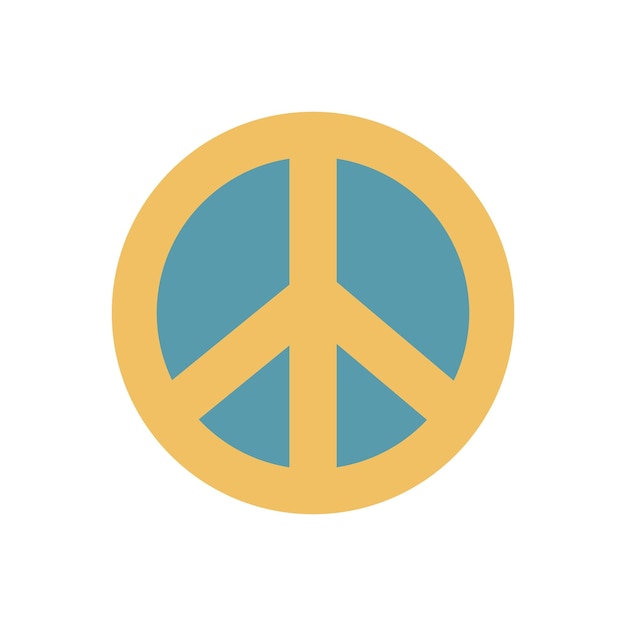 Flat vector hippy boho illustration Hand drawn retro groovy pacific peace symbol