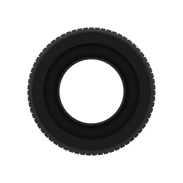 Flat vector icon of black car tire Transport theme Element for promo banner or poster of auto service