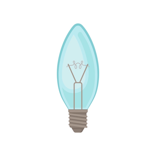 Flat vector icon of blue incandescent lamp Glass light bulb Energy consumption theme Element for packaging poster or infographic