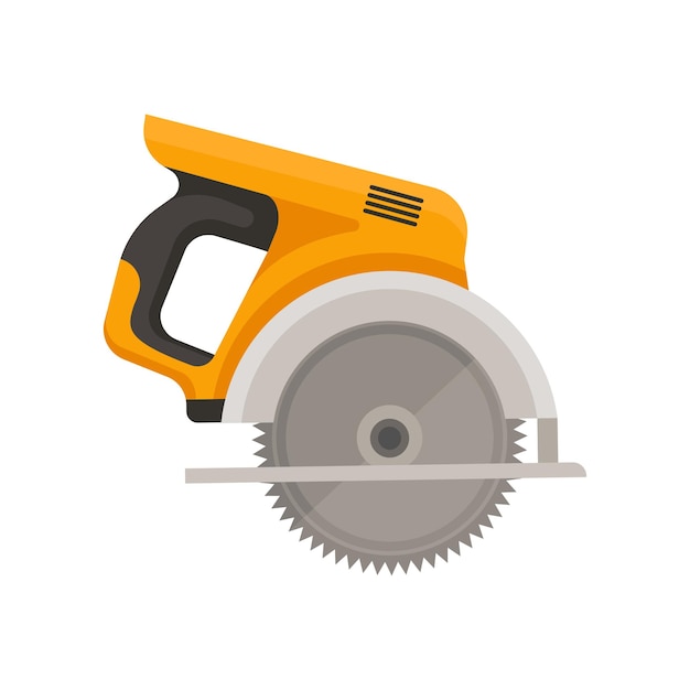 Flat vector icon of circular saw with steel toothed disc Electric hand tool for cutting wood or metal Building equipment