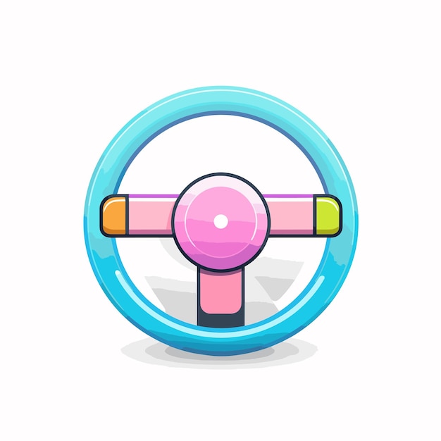 Vector flat vector icon a colorful flat vector icon of a steering wheel with pink and blue handles