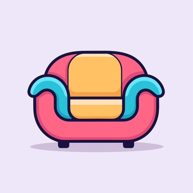 Flat vector icon a colorful and modern living room with a pink and blue couch