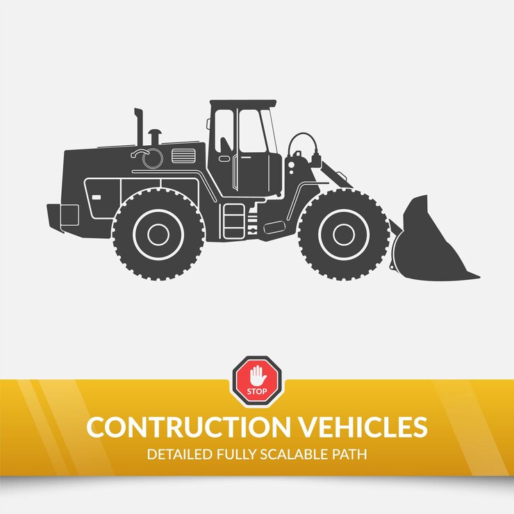 Vector flat vector icon of detailed construction vehicle car