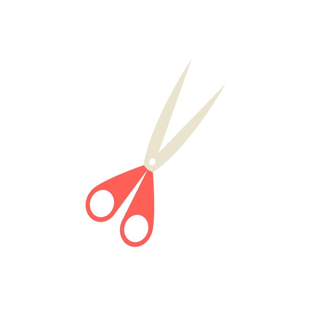 Плоский векторный значок иллюстрации значка ножниц, выделенного на белом