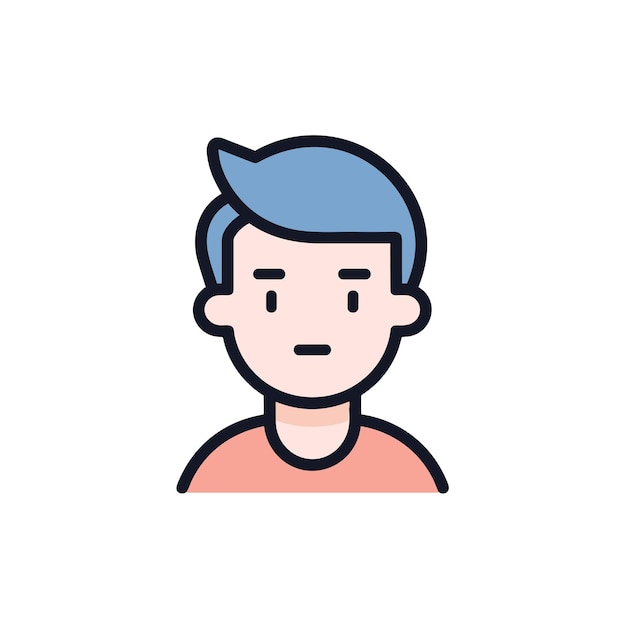 Flat vector icon a man with a vibrant blue mohawk hairstyle