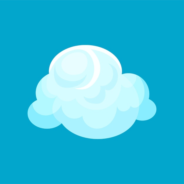 빛과 그림자가 있는 작은 솜털 구름의 평면 벡터 아이콘 모바일 앱 또는 게임을 위한 날씨 기호 요소