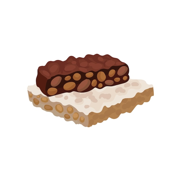 Flat vector icon of torrone or nougat traditional spanish sweets delicious dessert made of almond nuts and honey