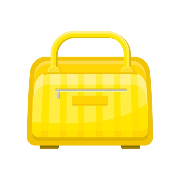 Flat vector icon of yellow handbag with zippered pocket Hand luggage Small travel bag for carry personal items