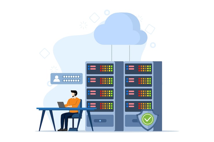 Vector flat vector illustration about concept of database programmer or programming language