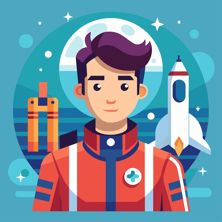 Vector flat vector illustration of an aerospace engineer