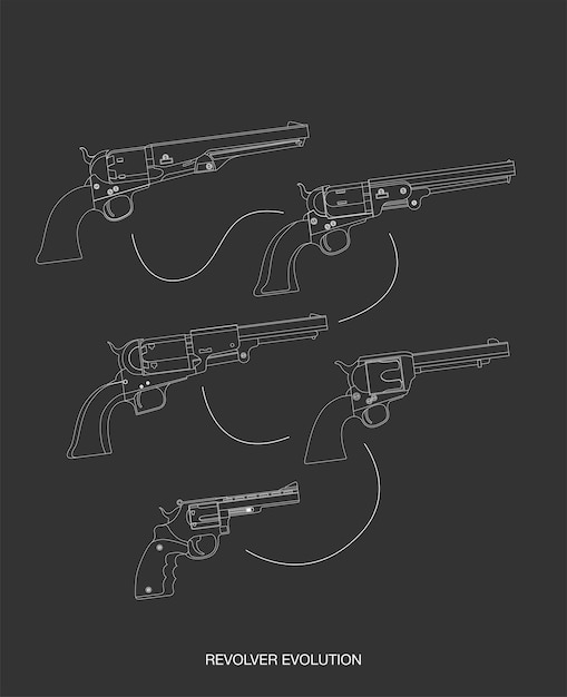 Flat vector illustration of antiquated American Gun