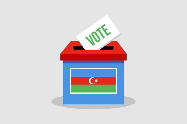 アゼルバイジャン大統領選挙の投票箱の平らなベクトルイラスト すべての投票が重要です