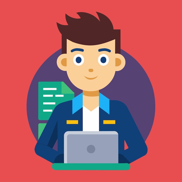 Flat Vector Illustration of a Computer Programmer Character | Premium ...