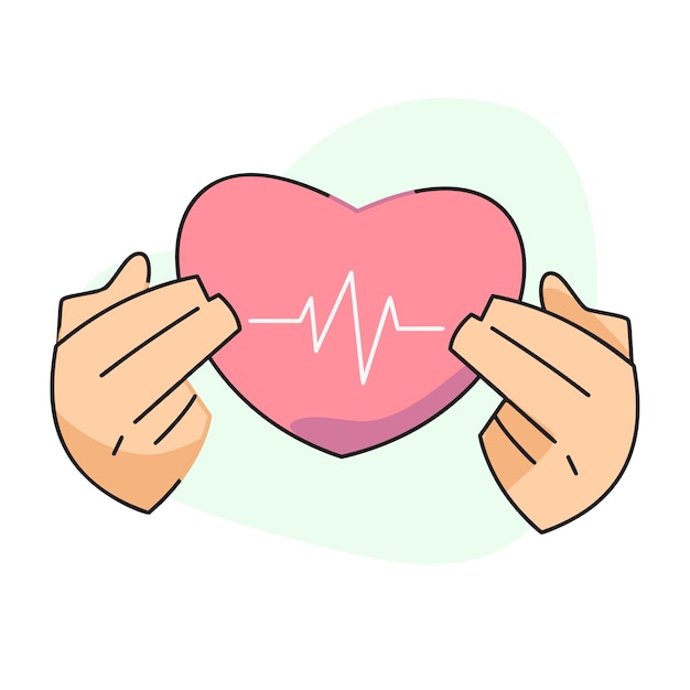 Flat vector illustration cute heart signal in heart