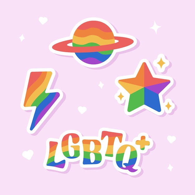 フラット ベクトル イラスト デザイン プライド月間 lgbt 要素セット