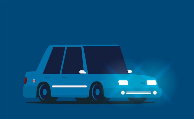 Flat vector illustration of electric car charging at the charger station